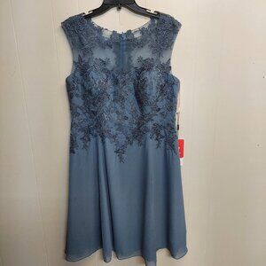 JJ'S HOUSE NWT SEMI FORMAL SLATE BLUE DRESS - SIZE 16 - MOTHER OF THE BRIDE